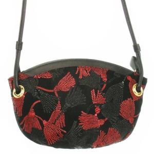 Benessage ベネッセージ ショルダーバッグ レザー タッセル 総柄 黒 ブラック 赤 レッド /AH11