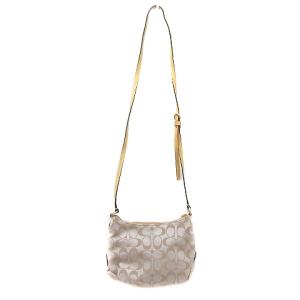 COACH ショルダーバッグ キャンバス レザー シグネチャー アイボリー