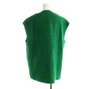 Adonisis ロングベスト ウール 総柄 金ボタン 総裏地 F 緑 グリーン GY18 /MQ