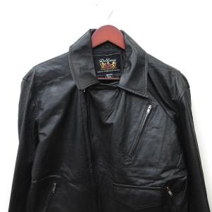 DELUXE ライダースジャケット ダブル 総裏地 レザー 牛革 カウハイド ベルト付き 黒 ブラック /YI GY18