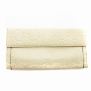 GUCCI 181648 シマ 長財布 二つ折り Wホック レザー GG柄 型押し ゴールド金具 白 /JS GY11