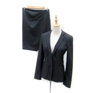 白タグ スカートスーツ セットアップ 上下 テーラードジャケット ミドル丈 総裏地 シングルボタン タイト ミモレ丈 無地