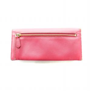 PRADA 二つ折り長財布 ウォレット レザー ロゴ リボン ピンク 1M1132 GY27