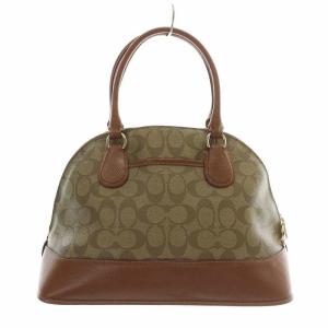 COACH サッチェル SATCHEL ハンドバッグ PVC レザー シグネチャー ロゴ ゴールド金具 茶色 ブラウン F33904