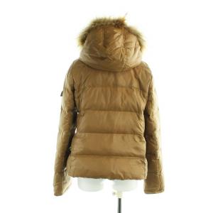 BURBERRY BLUE LABEL ダウンジャケット ナイロン ジップアップ フード 長袖 総裏地 ロゴ 刺繍 40 M 茶 ブラウン E1F36-249-40