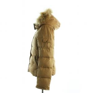 BURBERRY BLUE LABEL ダウンジャケット ナイロン ジップアップ フード 長袖 総裏地 ロゴ 刺繍 40 M 茶 ブラウン E1F36-249-40