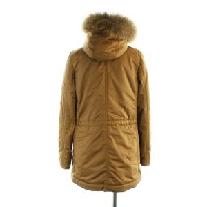 BURBERRY BLUE LABEL ロングコート 中綿 フード ラクーンファー ロゴ 総裏地 裏地ノバチェック 長袖 38 S 茶 ブラウン GY18