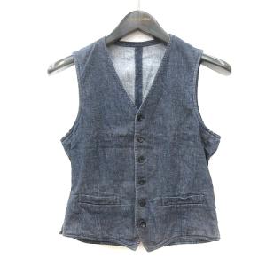 デニム ジレ ベスト 前開き シンチバック 44 M 紺 ネイビー /MN GY18