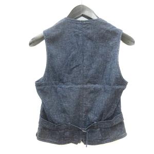 LARDINI デニム ジレ ベスト 前開き シンチバック 44 M 紺 ネイビー /MN GY18