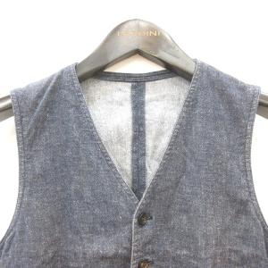 LARDINI デニム ジレ ベスト 前開き シンチバック 44 M 紺 ネイビー /MN GY18