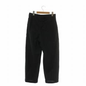 GIANNI VERSACE パンツ スラックス ウール ワイド ストライプ柄 ジップフライ 46 S 黒 ブラック