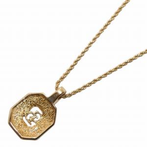 Christian Dior ネックレス ペンダント CDロゴ 八角形 オクタゴン ラインストーン ゴールドカラー 黒 ブラック /KW