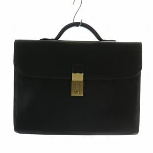 ビジネスバッグ ブリーフケース 書類カバン かばん 鞄 レザー ロゴ 型押し ゴールド金具 黒 ブラック