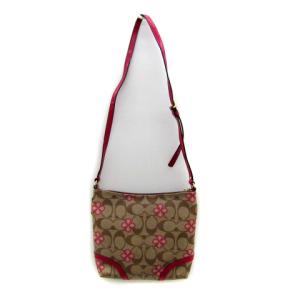 COACH ショルダーバッグ シグネチャー クローバー PVCレザー ピンク ブラウン F22021