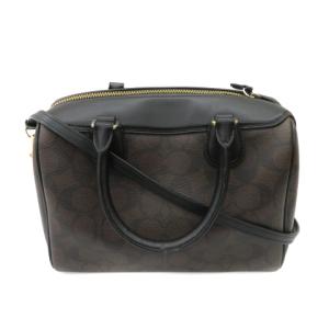 COACH ハンドバッグ ショルダーバッグ 斜め掛け 2WAY PVC レザー シグネチャー ロゴ ブラウン F32203