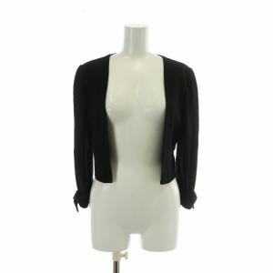 カーディガン ボレロ 長袖 ノーカラー ショート丈 ストレッチ 40 M 黒 ブラック /XZ GY11
