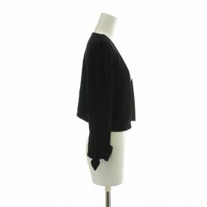 FOXEY NEW YORK カーディガン ボレロ 長袖 ノーカラー ショート丈 ストレッチ 40 M 黒 ブラック /XZ GY11