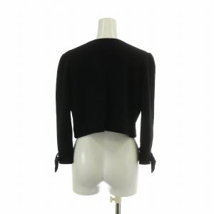 FOXEY NEW YORK カーディガン ボレロ 長袖 ノーカラー ショート丈 ストレッチ 40 M 黒 ブラック /XZ GY11