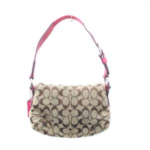 COACH ソーホー ショルダーバッグ シグネチャー柄 キャンバス ワンショルダー 茶色 ブラウン マゼンタ 11860