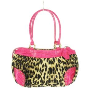 Think Bee ハンドバッグ キャンバス レザー ハート スパンコール アニマル ヒョウ柄 豹柄 ピンク /AH13 GY18
