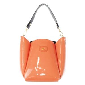 2 ハンドバッグ 2way ショルダーバッグ エナメル レザー ロゴ チューリップシルエット コーラル