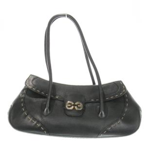 ハンドバッグ レザー ステッチ ロゴ 黒 ブラック /AO14 GY18