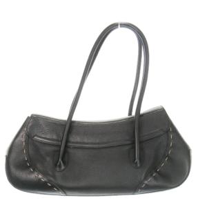 ESCADA ハンドバッグ レザー ステッチ ロゴ 黒 ブラック /AO14 GY18