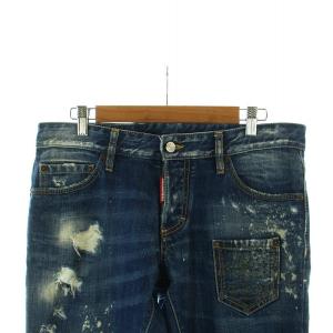 DSQUARED2 SLIM JEAN デニム パンツ ジーンズ ボタンフライ ダメージ加工 48 M 青 ブルー S74LA0788