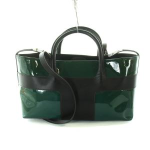 BALLY PINA-SM.SH ハンドバッグ ショルダー 2WAY レザー エナメル ロゴチャーム付き 緑 グリーン