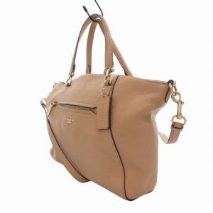 COACH プレーリー サッチェル ポリッシュド ハンドバッグ ショルダー 2WAY レザー ロゴ金具 ベージュ 58874