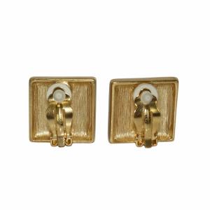 GIVENCHY ヴィンテージ イヤリング カラーストーン 青石 4G ロゴ スクエア 両耳用 バネクリップ式 金色 ゴールドカラー