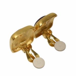 GIVENCHY ヴィンテージ イヤリング カラーストーン 赤石 4G ロゴ スクエア バネクリップ式  ゴールドカラー