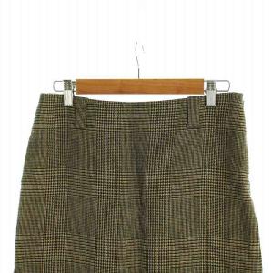 MADISONBLUE タイトスカート ミドル チェック柄 ロゴ スリット サイドジップ 00 XS 茶 ブラウン GY18 /MQ