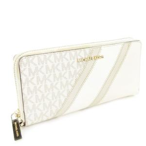 長財布 ロングウォレット ラウンドファスナー 小銭入れあり PVC 切替 総柄 MK柄 ロゴ ライトベージュ