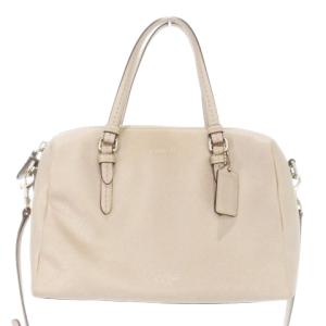 ショルダーバッグ ハンドバッグ 2way PVC ロゴ チャーム くすみ 茶 ブラウンベージュ /MN15