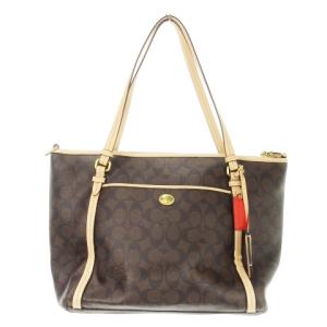 COACH コーチ　トートバッグ　PVC シグネチャー　76636 A4収納 コーチ シグネチャー トートバッグ PVC ブラウン A4収納