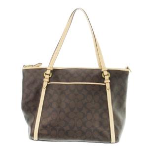 COACH ショルダーバッグ トートバッグ 2way レザー PVC シグネチャー ロゴチャーム 茶 ブラウン F26186