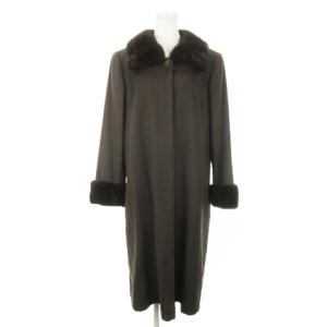 極美品✨レリアン ロングコート　ショールカラー　ウール　グレー　XL 近年物 TRABALDO TOGNA フォックスファー付きウールカシミヤ混ロング