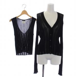 02P 02SS アンサンブル ニット ココマークボタン シアー カーディガン