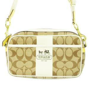ショルダーバッグ ポシェット PVC レザー シグネチャー ロゴプリント ベージュ 11355 /CK6