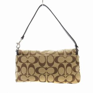 COACH ハンドバッグ ミニバッグ シグネチャー ワンハンドル キャンバス レザー 茶