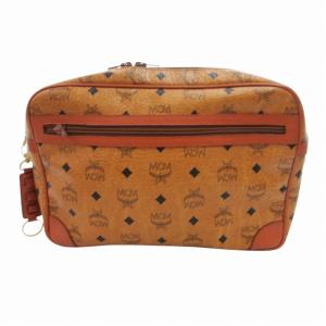 MCM セカンドバッグ クラッチ ロゴ 総柄 キーホルダー レザー 茶 ブラウン