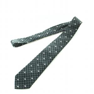 GUCCI ネクタイ レギュラータイ GGロゴ 総柄 蜂 絹 シルク 黒 ブラック GY37