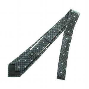 GUCCI ネクタイ レギュラータイ GGロゴ 総柄 蜂 絹 シルク 黒 ブラック GY37