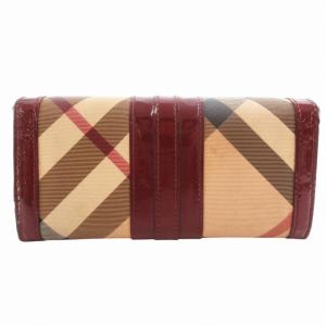 BURBERRY 二つ折り長財布 ノバチェック ベージュ ボルドー
