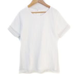 カットソー 半袖 クルーネック シースルー 無地 S 白 ホワイト