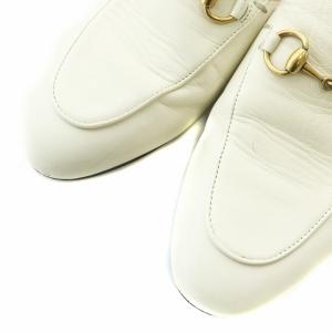 GUCCI プリンスタウン スリッパ サンダル レザー ラウンドトゥ ホースビット 36 23cm 白 ホワイト 423513