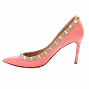VALENTINO GARAVANI パンプス ヒール ポインテッドトゥ ロックスタッズ エナメル 36.5 23.5cm ピンク