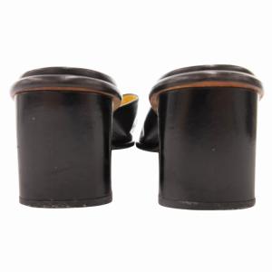 FENDI サンダル ミュール チャンキーソール ロゴ金具 レザー 37.5 24cm 黒 ブラック /GV GY27