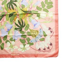 HERMES カレ90 ギリシャの花 大判スカーフ ストール ロゴ タグなし 絹 シルク ピンク GY18